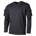 ASV krekls, ar garām piedurknēm, melns, ar piedurkņu kabatām Krekls ar garām piedurknēm